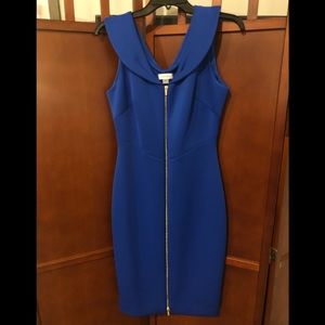 Calvin Klein Royal Blue Zip Front Dress, Size 6
